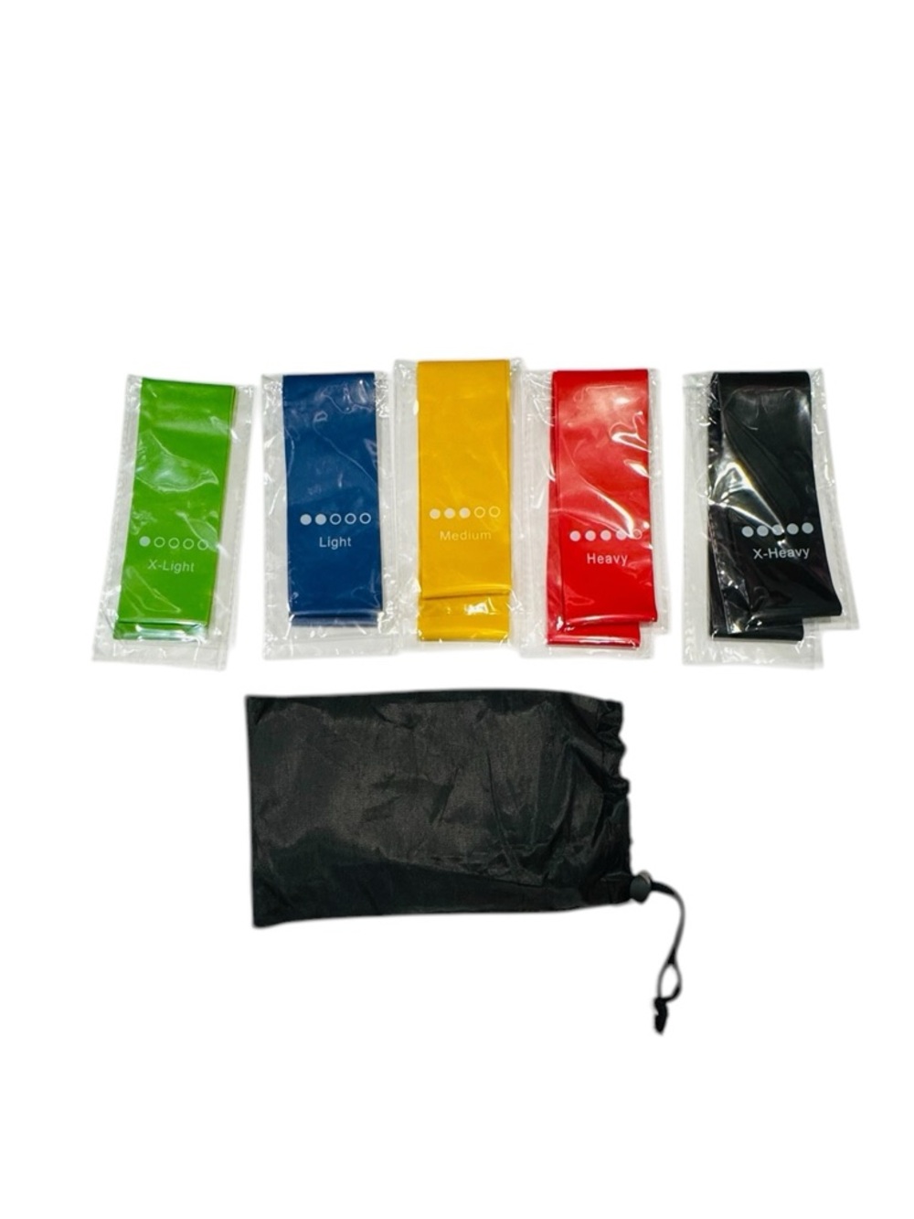 5 Elastic Resistance Bands With Storage Bag Pilates Yoga Strength Training  NEW